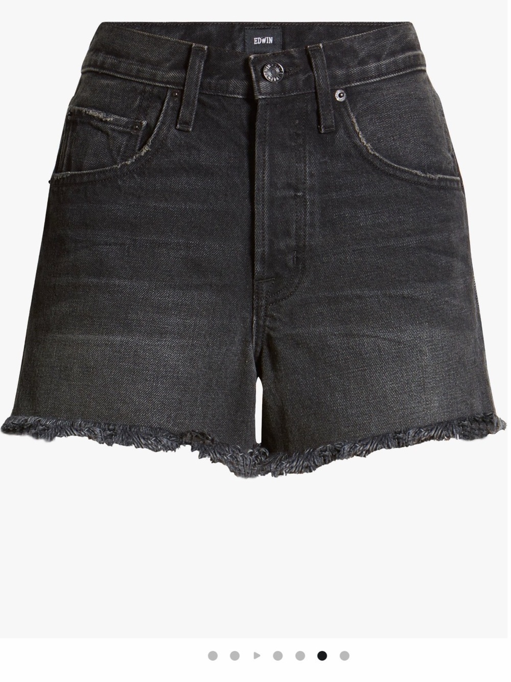 Edwin Black Frayed Hem Denim Shorts